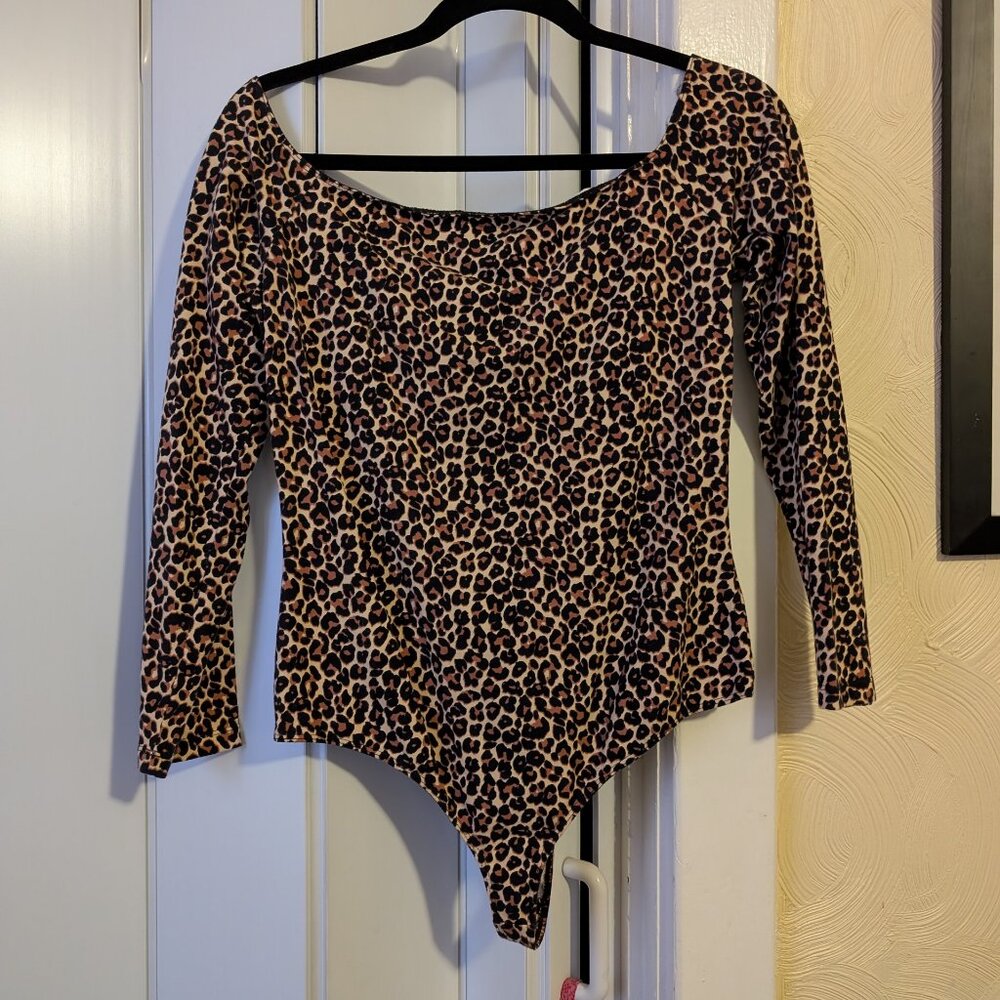 NWOT American Apparel womens Cotton Spandex Off-shoulder Long Sleeve Bodysuit